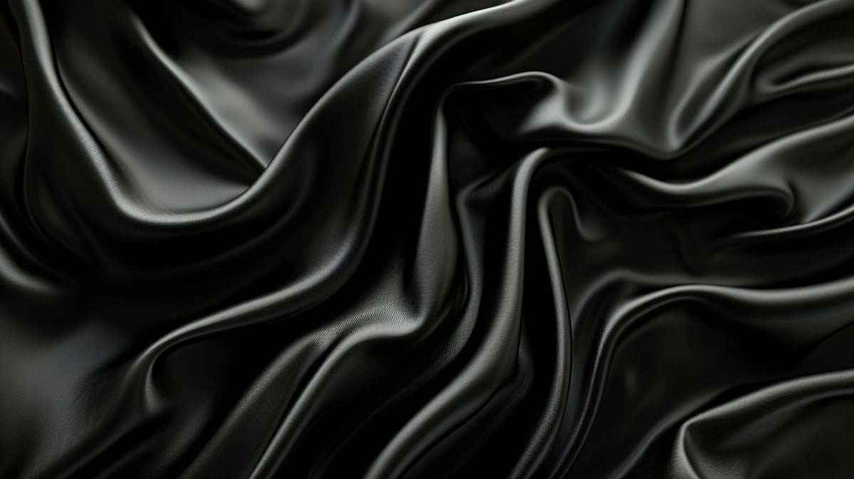 Close-up of dark silk fabric folds